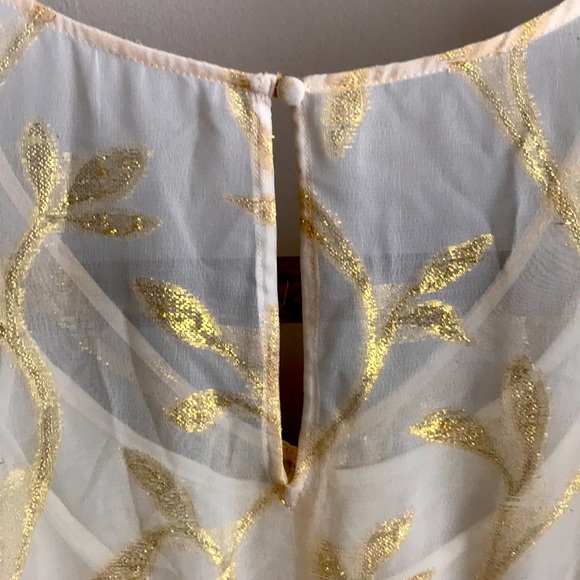 Anthropologie: Gold/Cream Sleeveless Blouse - Picture 6 of 8